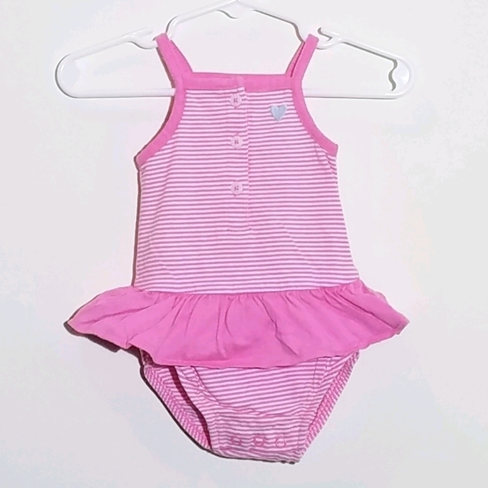 Carter's Heart Striped Bodysuit Skirt Onesie 3m
